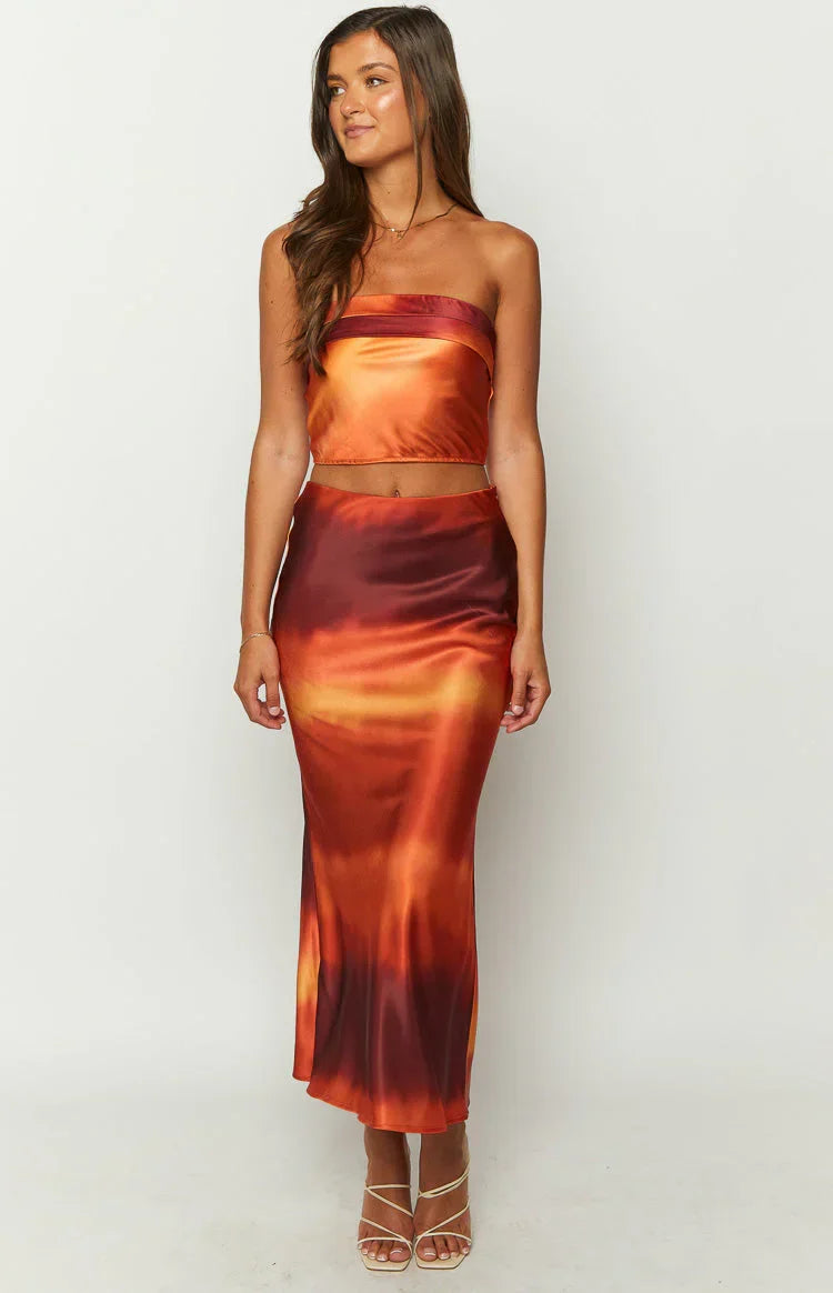 Esme Sunset Print Maxi Skirt