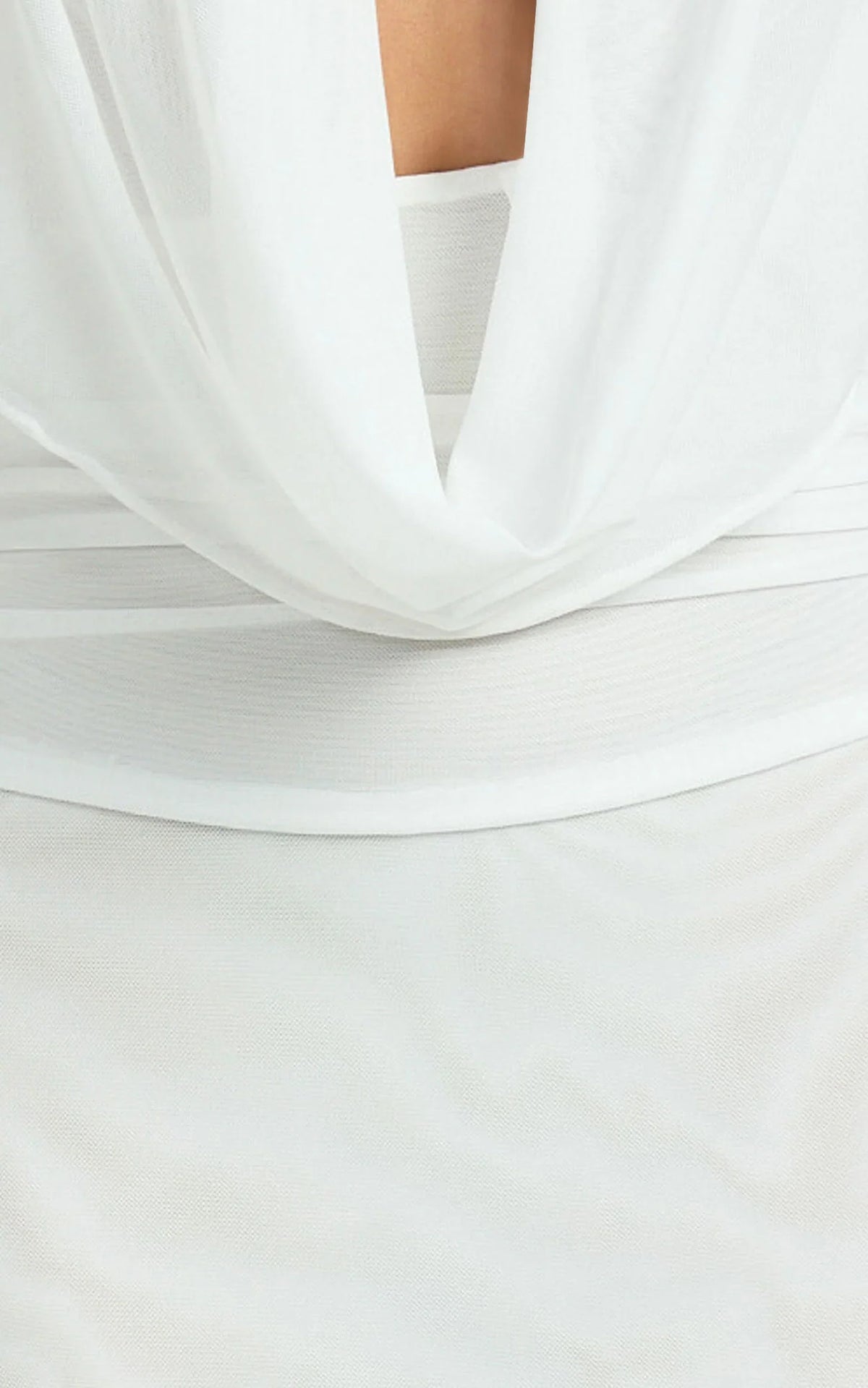 Bettina Maxi Dress - Low Cowl Neck Halter Bodycon Dress in Off White