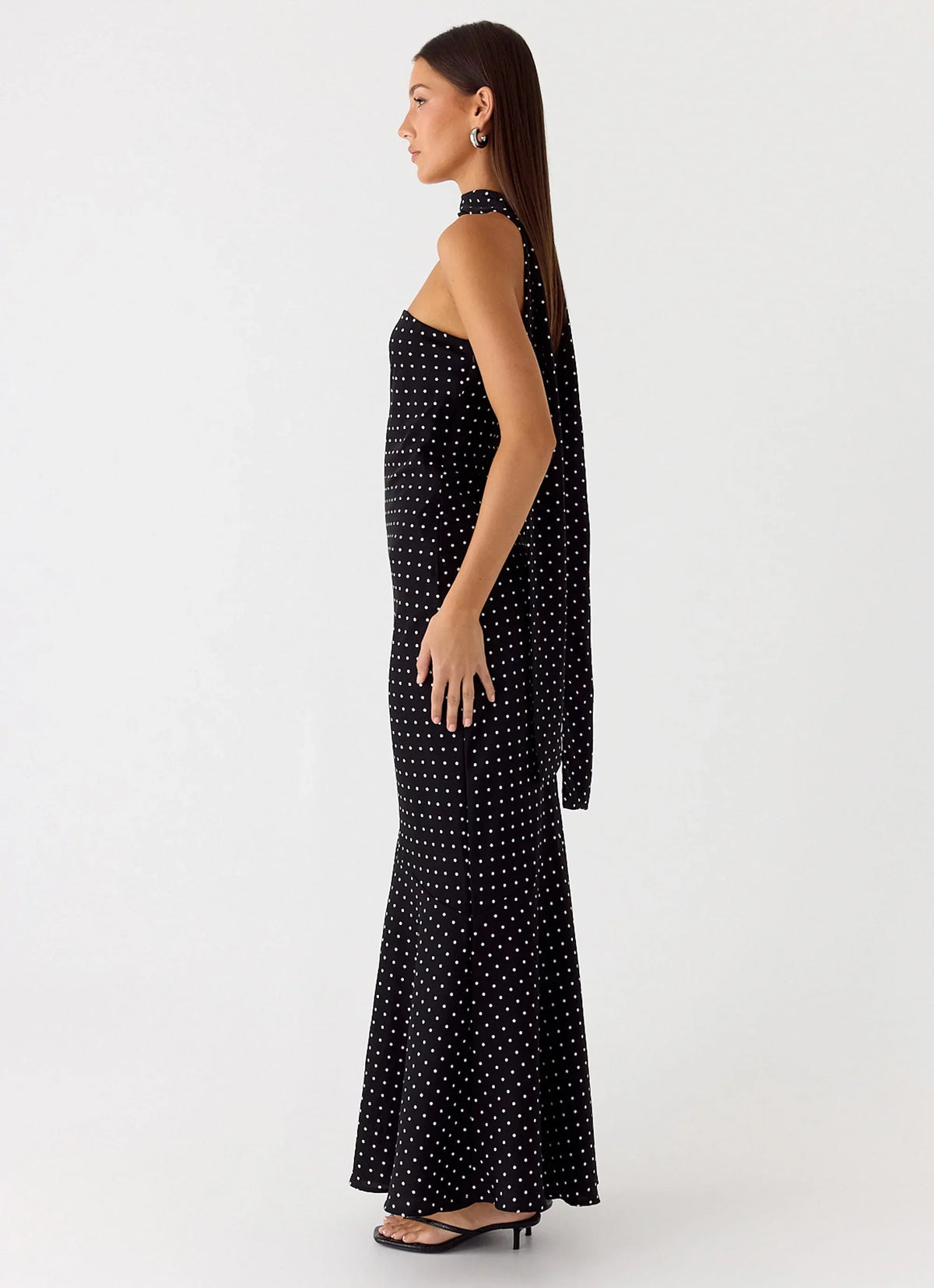 Under The Pagoda Maxi Dress - Black Polkadot