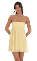 Rhinestone Babydoll Dress in Yellow