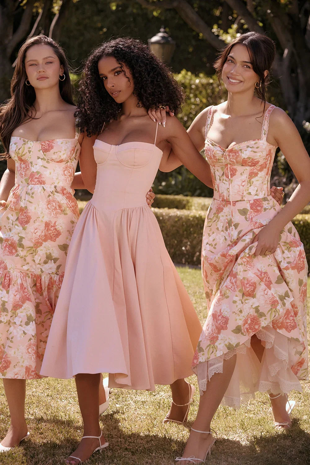 Pink Peony Print Cotton Midi Sundress