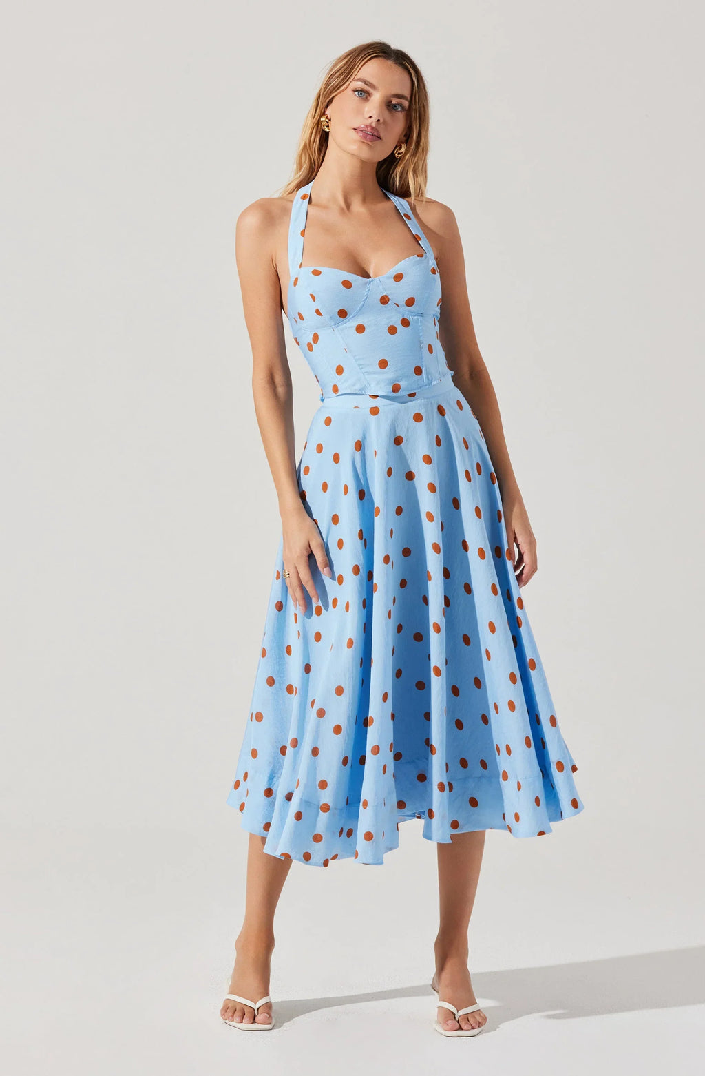 Janie Polka Dot Midi Skirt