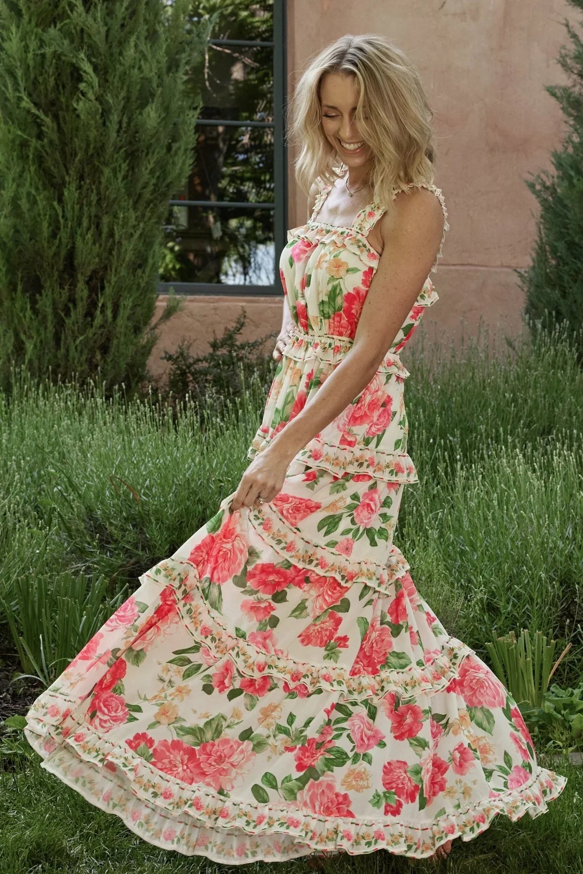 Julieta Tiered Maxi Dress | Off White Floral