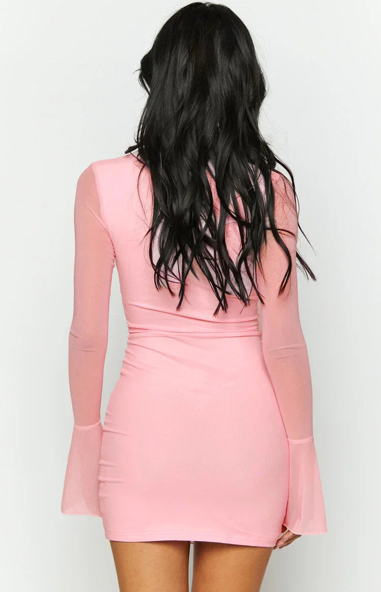 Scripture Pink Mesh Mini Dress