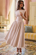 French Dove Moire Satin Backless Midi Dress