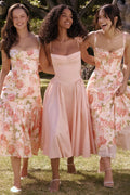 Pink Peony Print Cotton Midi Sundress