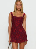 Mcbeath Mini Dress Burgundy Burnout