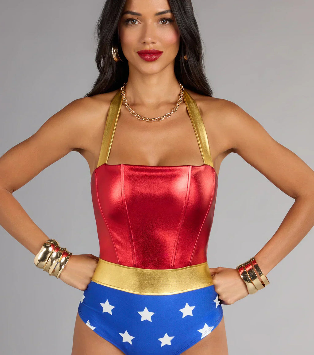 Halloween Costume Lady Justice Halter Bodysuit