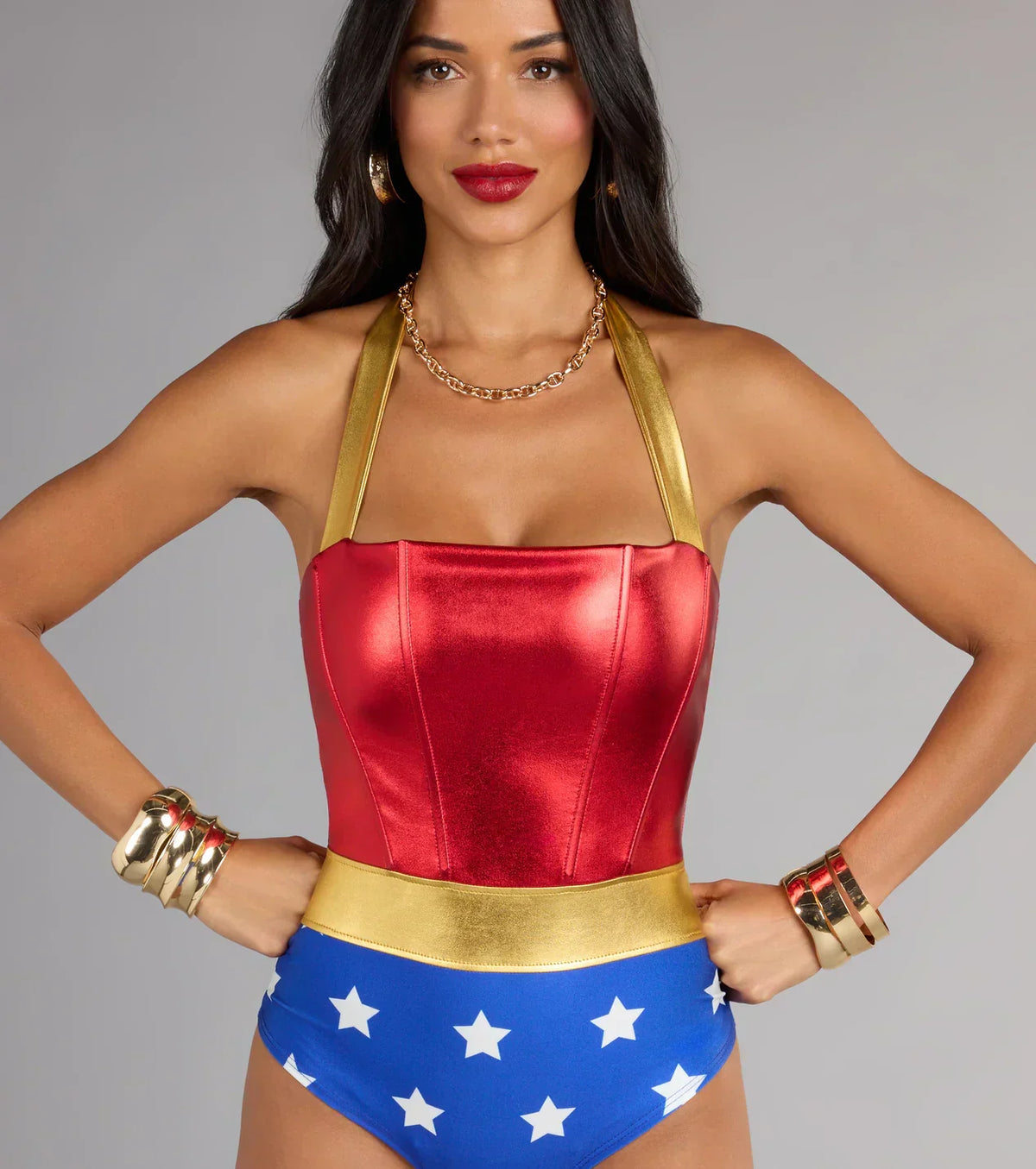 Halloween Costume Lady Justice Halter Bodysuit
