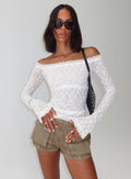 Mochapella Off The Shoulder Top White