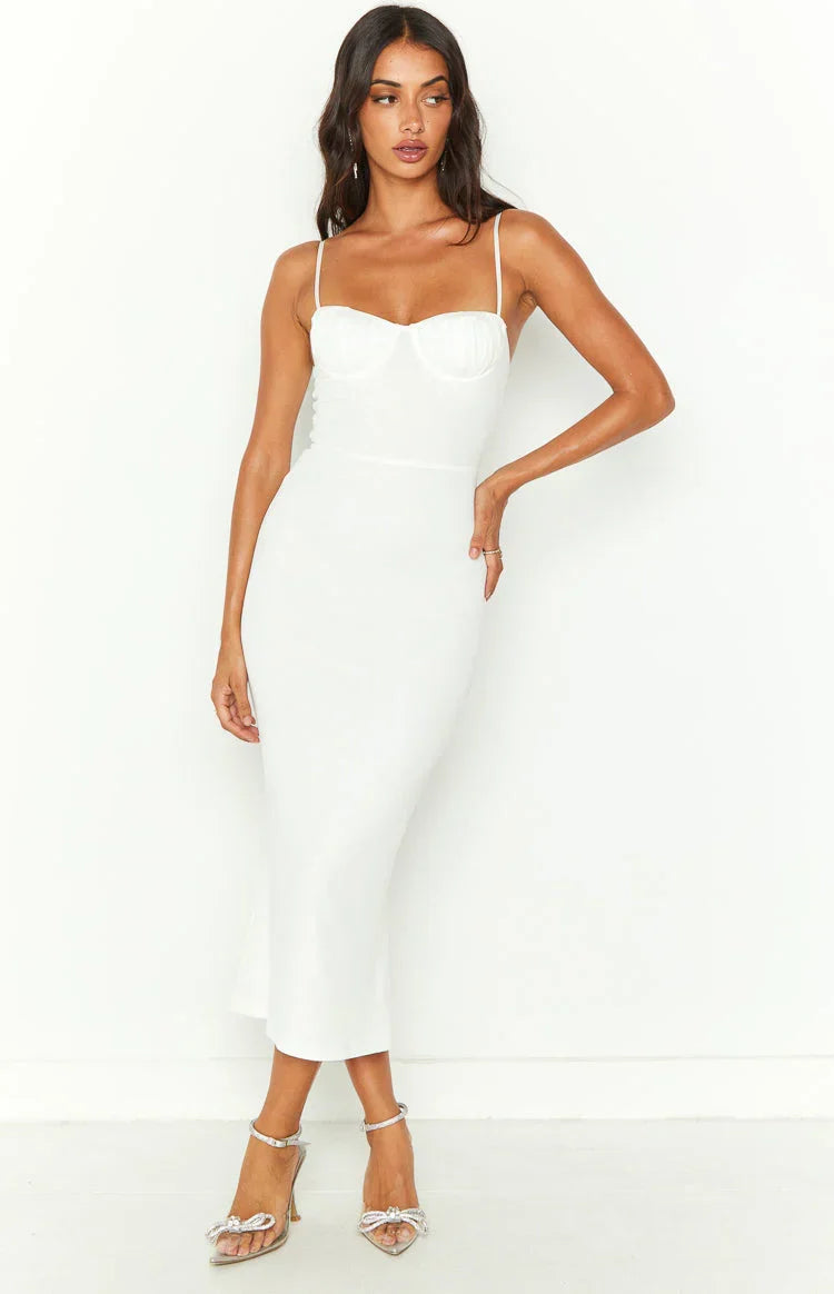 Long Island White Midi Mesh Dress