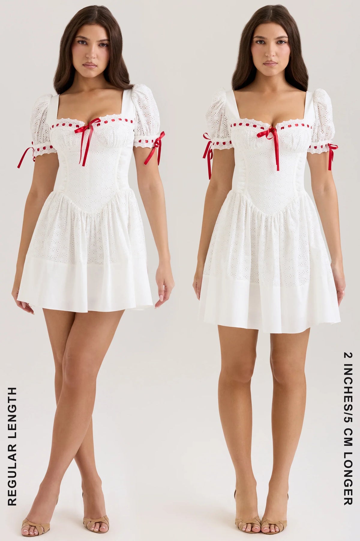 White Broderie Anglaise Puff Sleeve Mini Dress