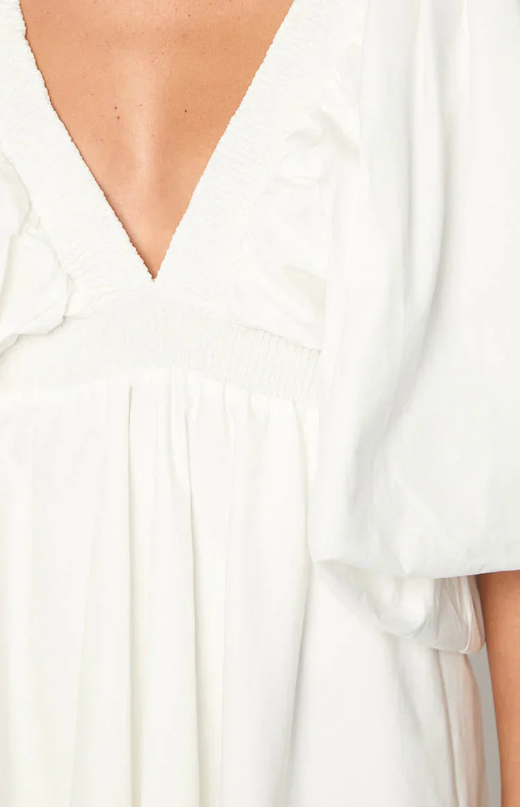 Torie White Short Sleeve Mini Dress