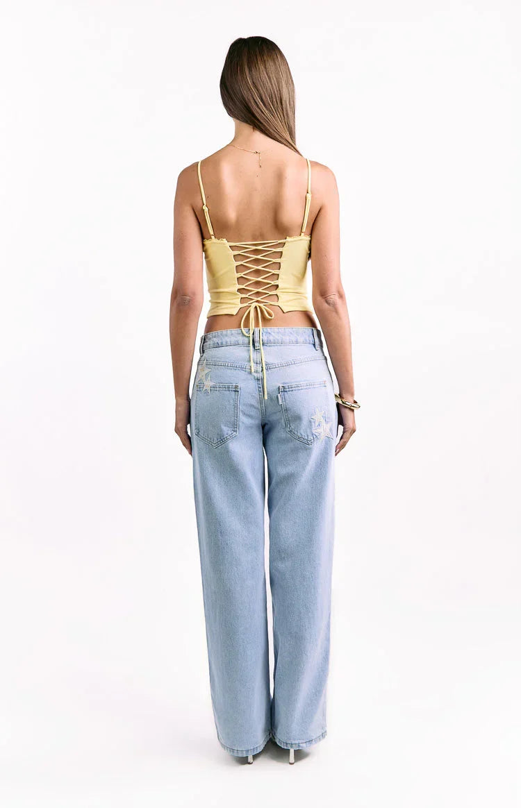 Gwen Yellow Lace Corset Top