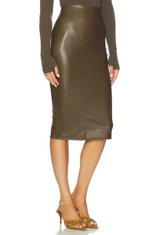 Faux Leather Midi Skirt