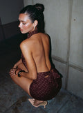 Keiana Mini Skirt Burgundy / Pink Polka