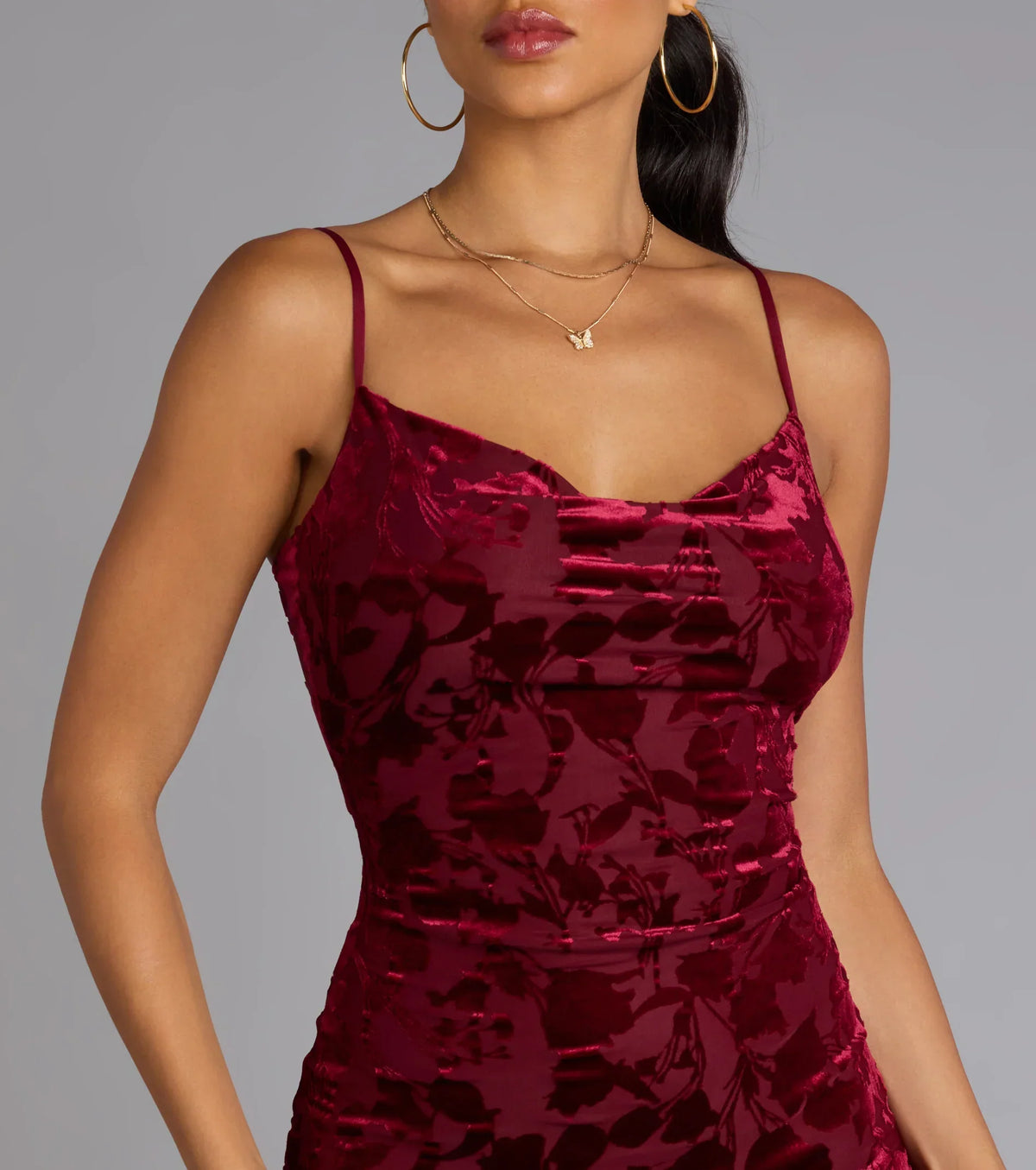 Oh-So-Chic Floral Velvet Burnout Midi Dress