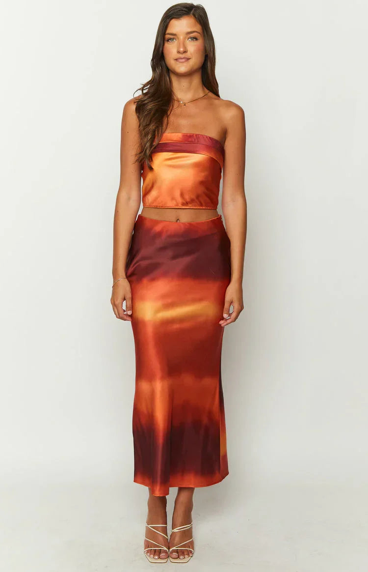 Esme Sunset Print Maxi Skirt