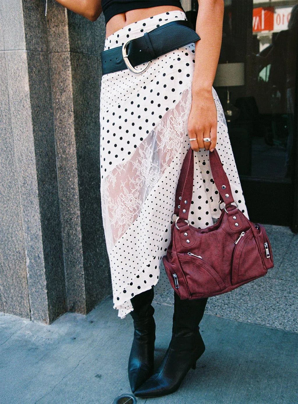 Rennar Maxi Skirt White / Polka Dot