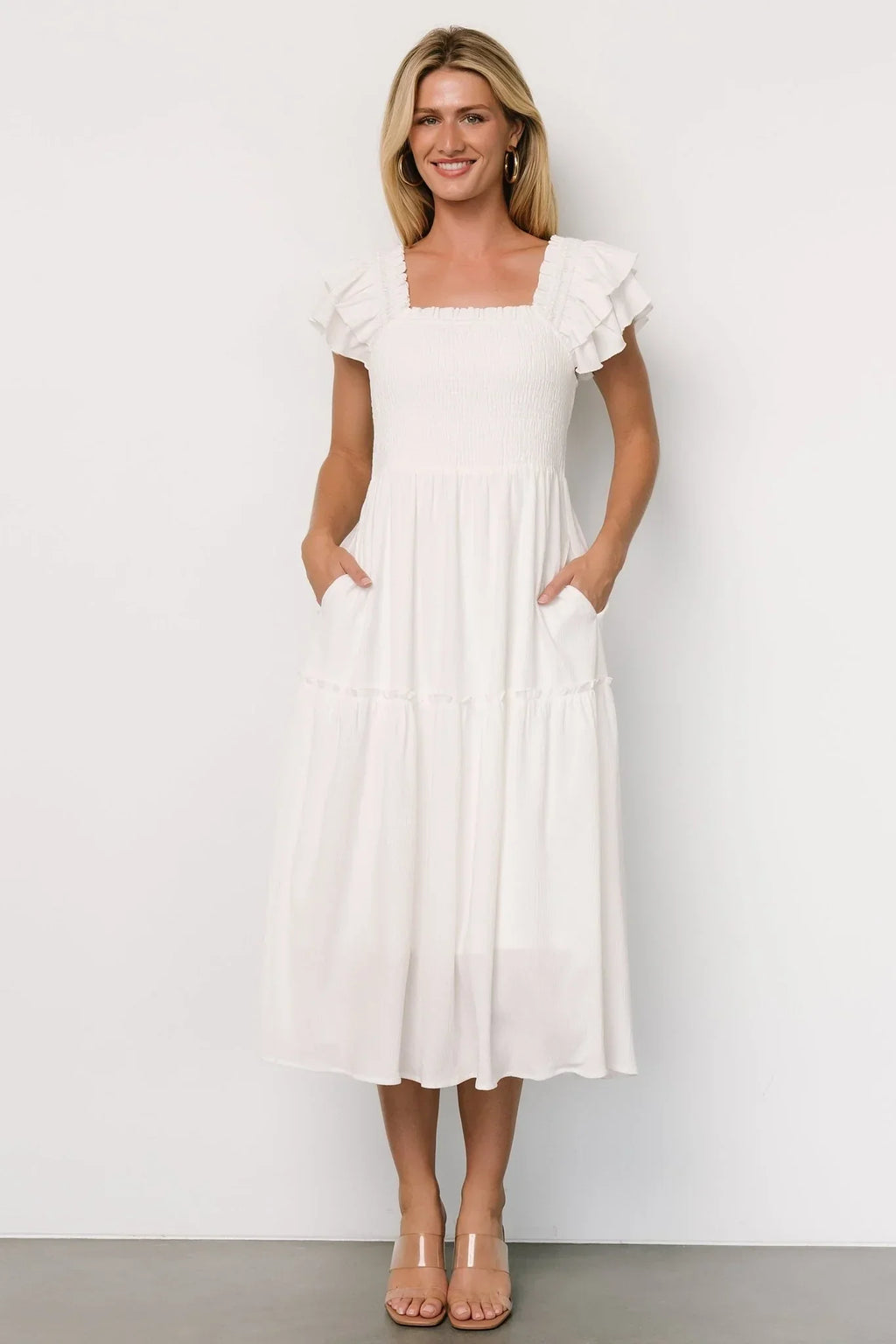 Jacie Smocked Midi Dress | White