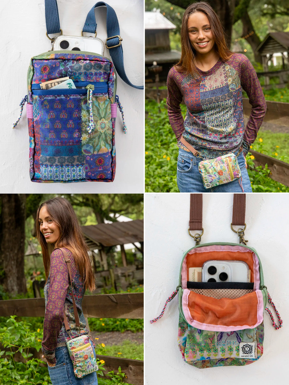 8-in-1 Pocket Crossbody - Taupe Watercolor Patchwork