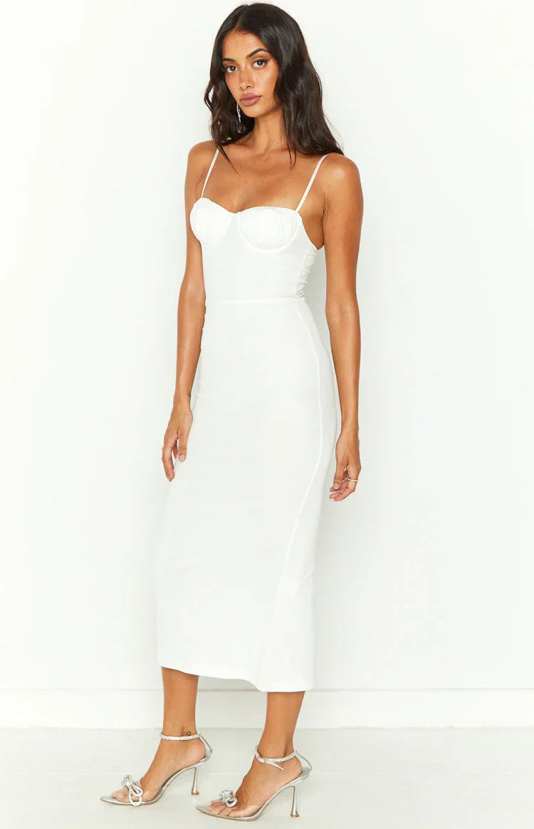 Long Island White Midi Mesh Dress