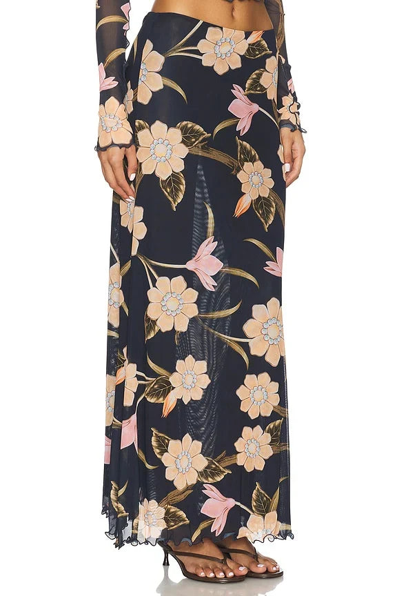 x REVOLVE Brace Skirt in Burgundy Floral