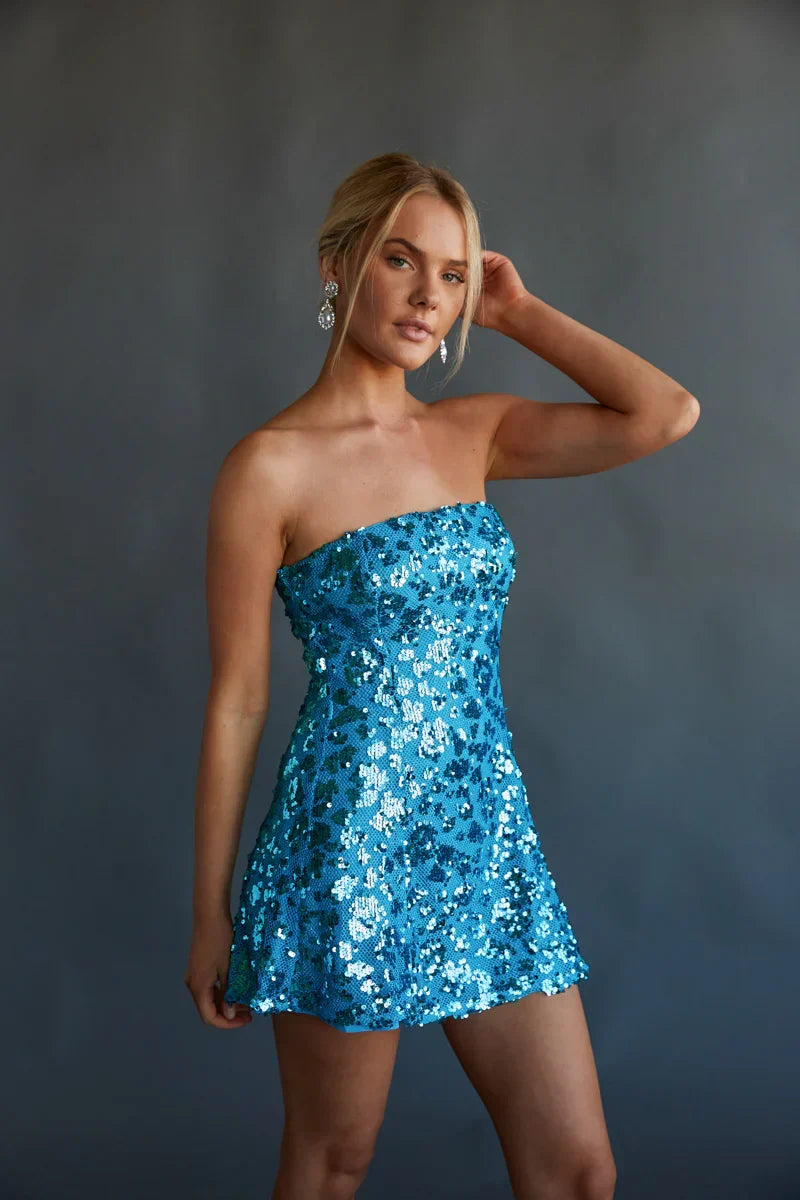 Sasha Strapless Sequin Skater Mini Dress