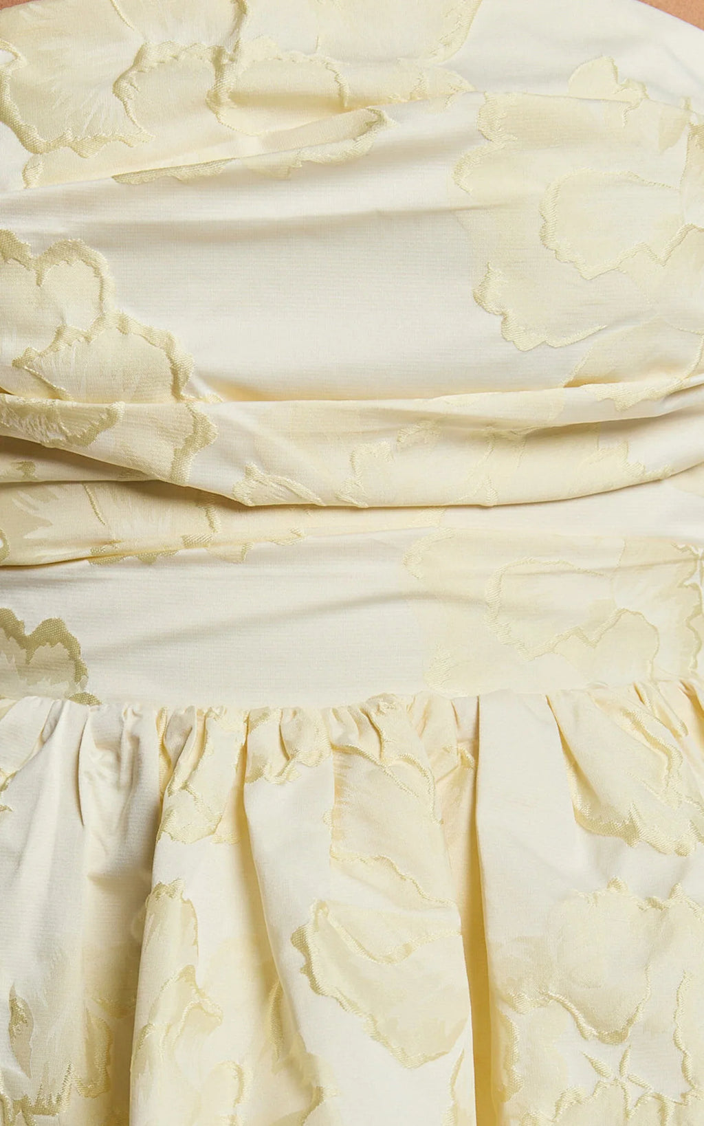 Laure Mini Dress - Strapless Jacquard Dress in Lemon