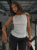 Marleene Shirred Top White Polka
