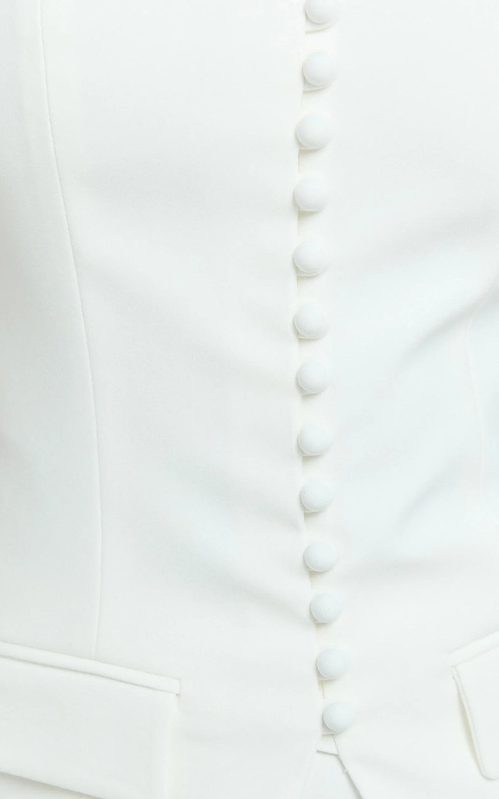 Monroe Two Piece Set - Strapless Button Down Longline Vest Top and High Waisted Mini Skirt in Cream