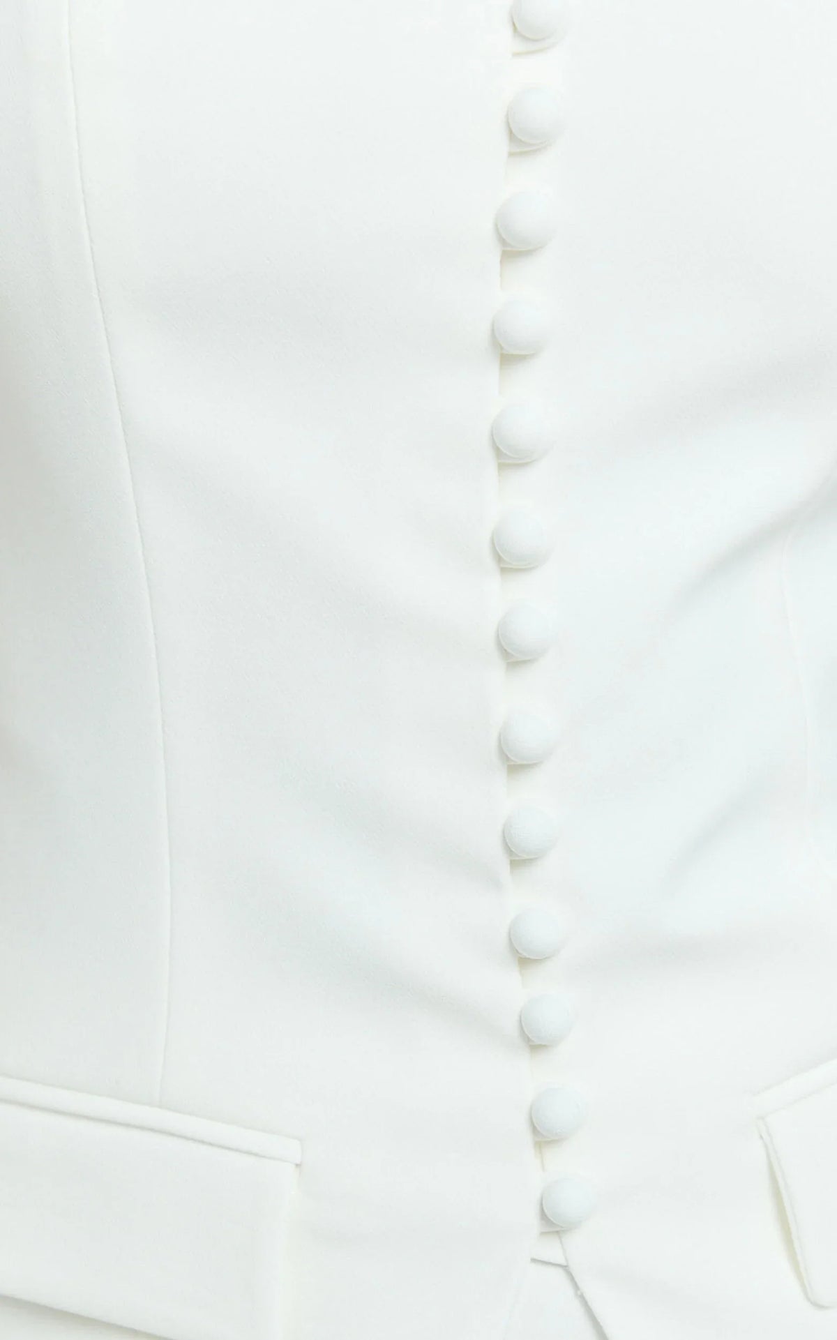 Monroe Two Piece Set - Strapless Button Down Longline Vest Top and High Waisted Mini Skirt in Cream