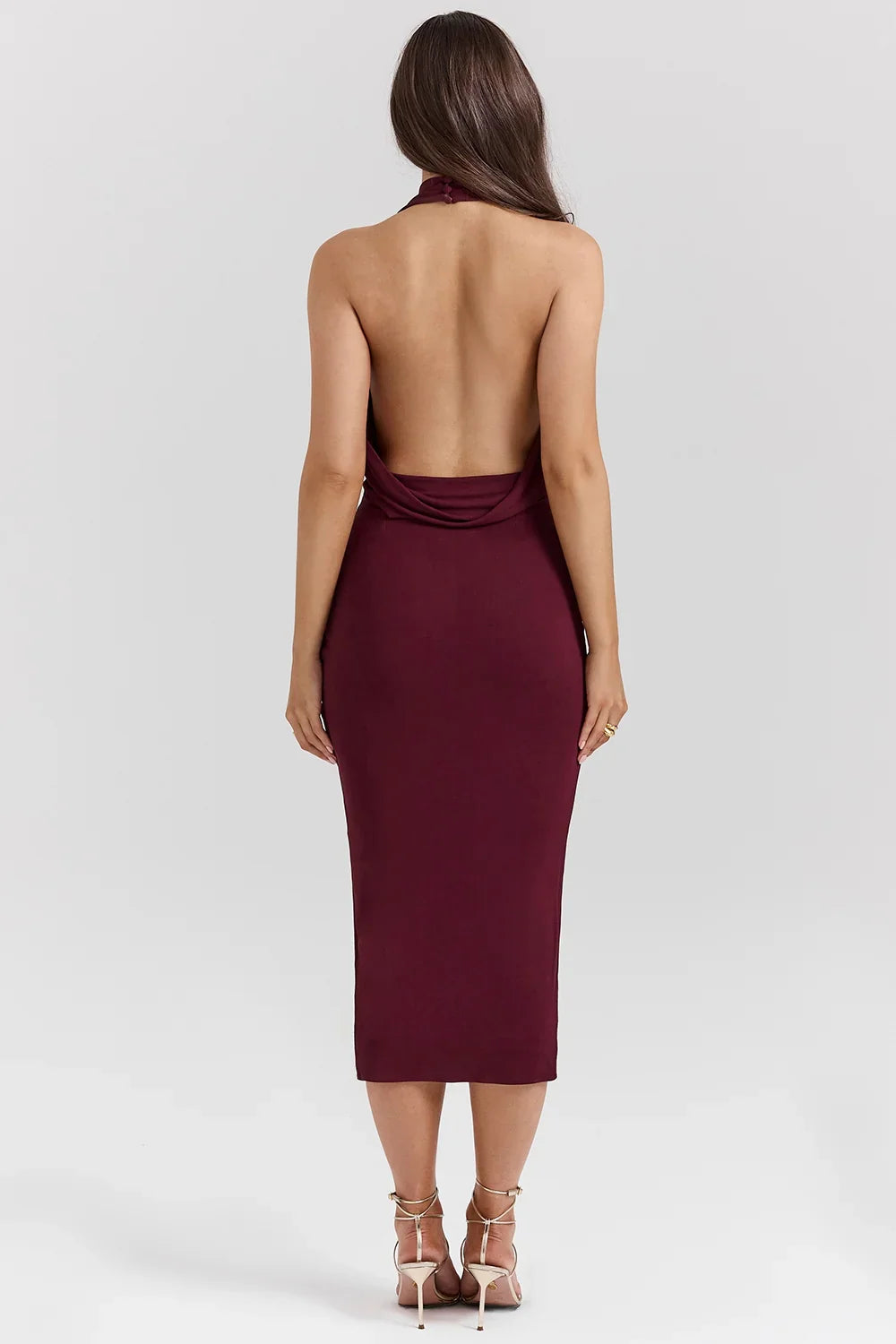 Merlot Draped Midi Dress