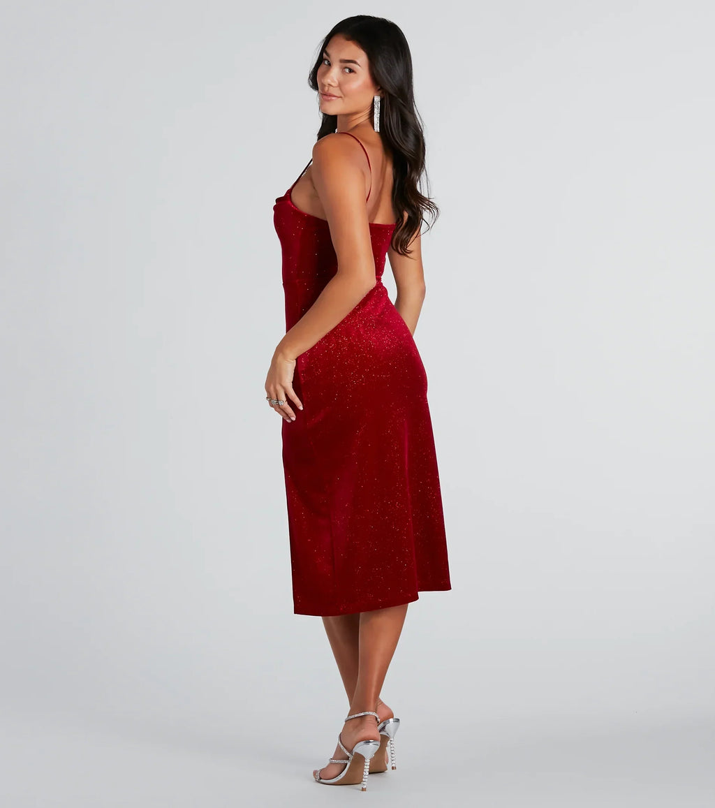 All Is Merry Velvet Glitter Midi Dress
