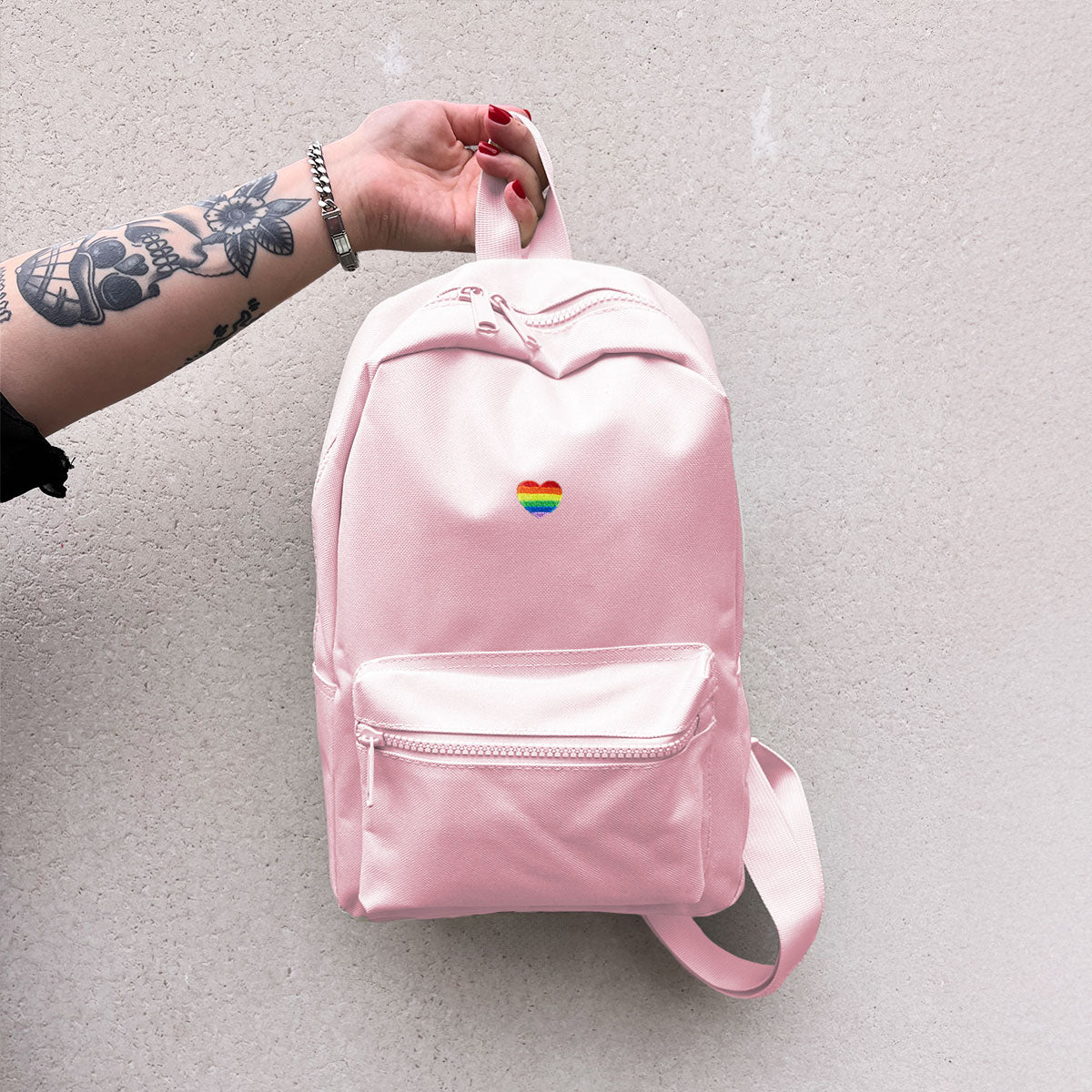 Rainbow Heart Embroidered Mini Backpack
