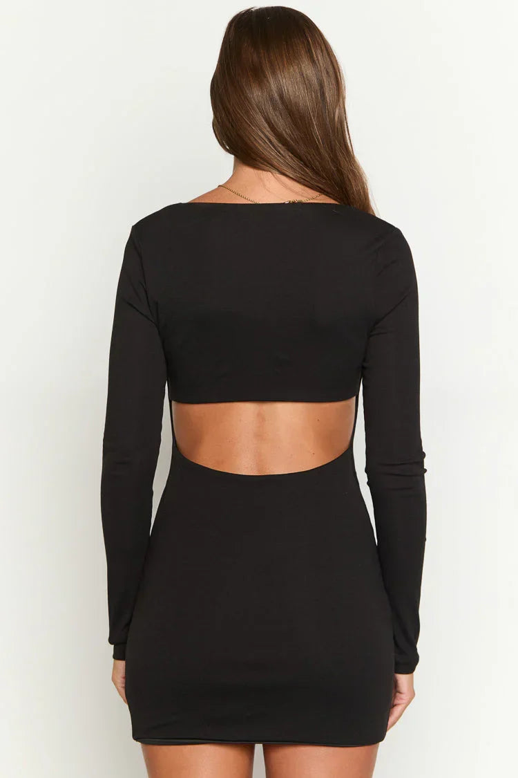 Kirby Black Long Sleeve Mini Dress