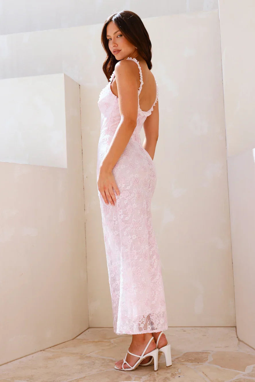 Valentine's Day Glitz Diamond Midi Dress Pink