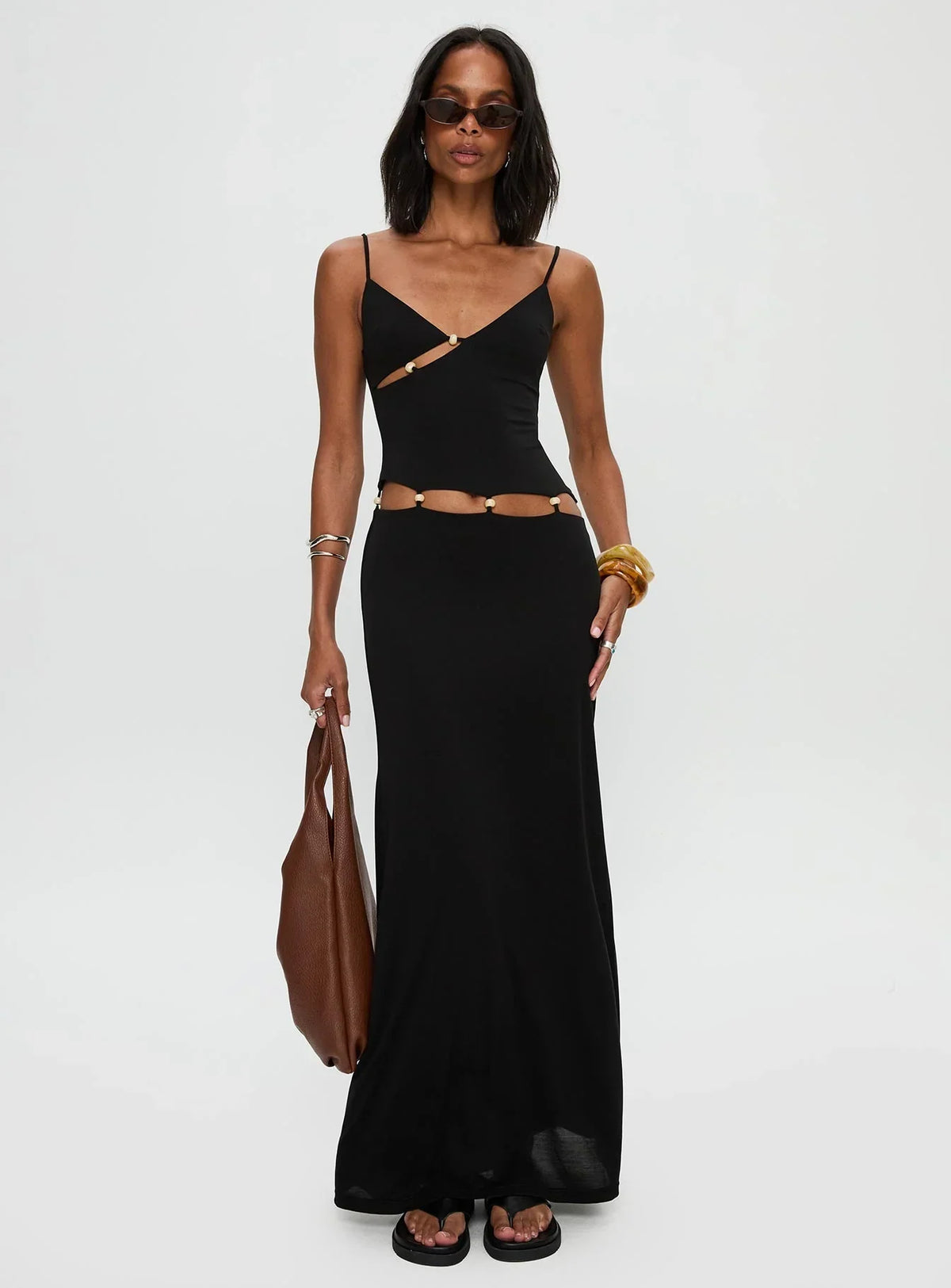 Allspice Beaded Maxi Dress Black