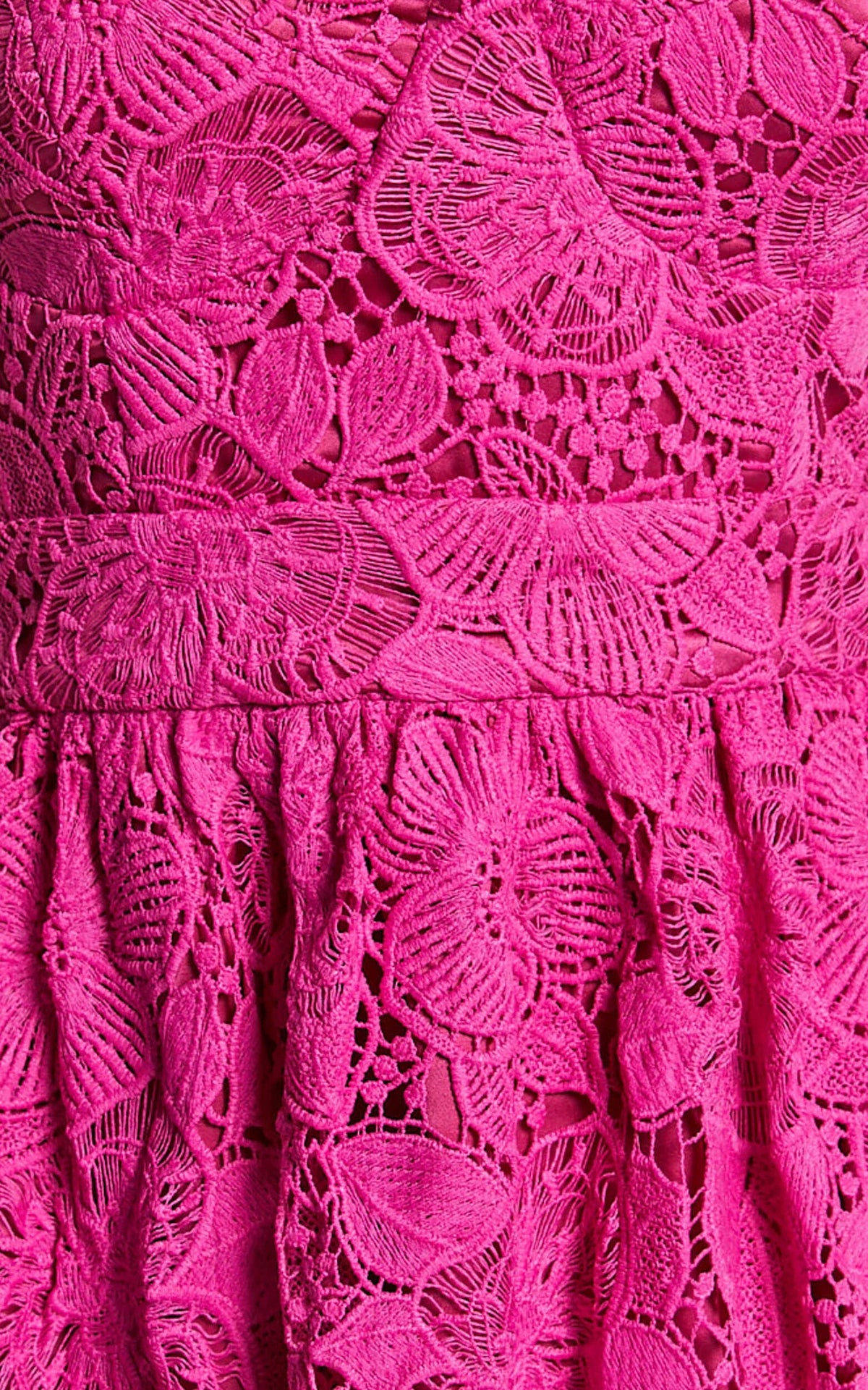 Gabriela Midi Dress - Strapless Lace Dress in Magenta