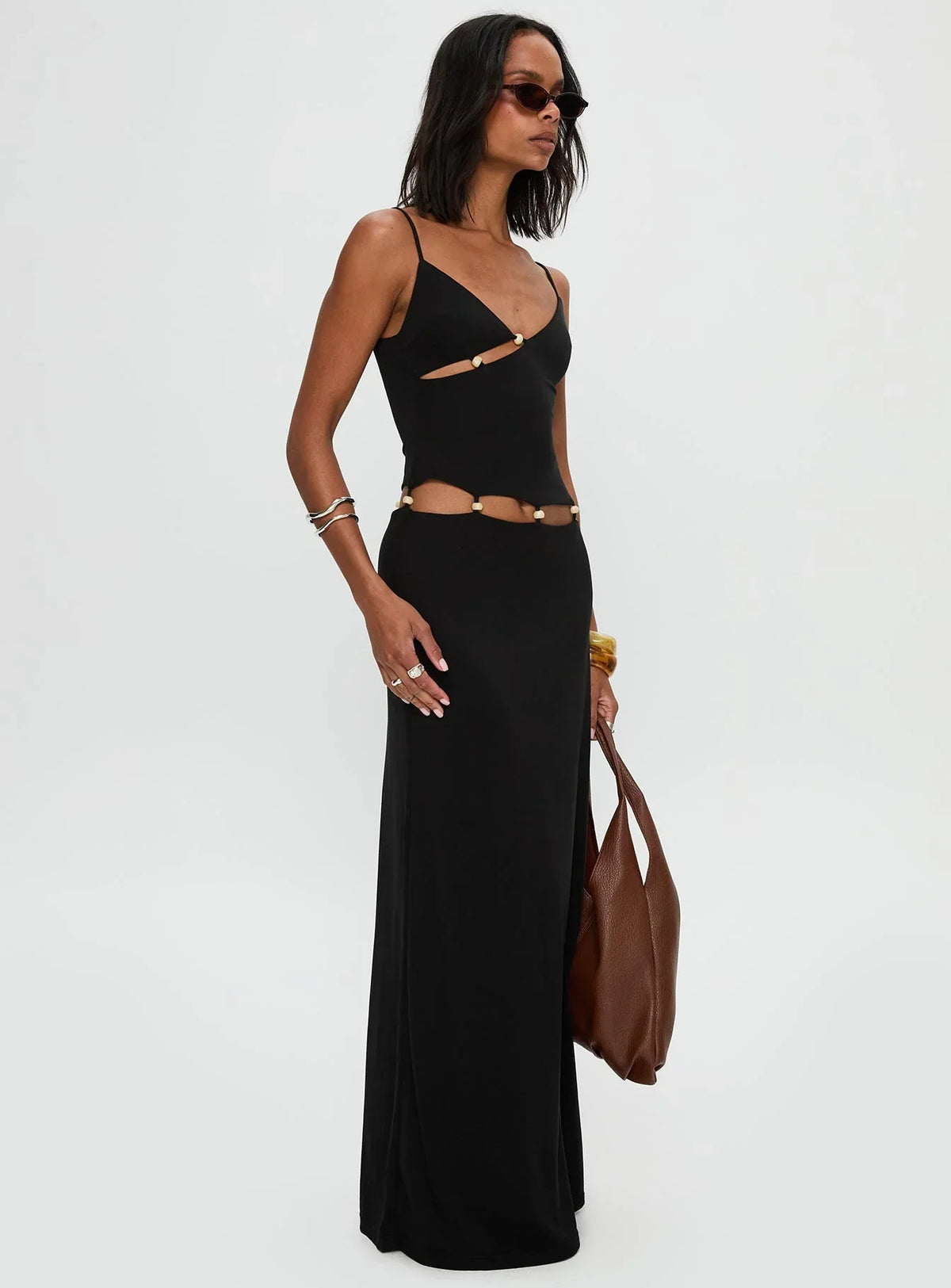 Allspice Beaded Maxi Dress Black