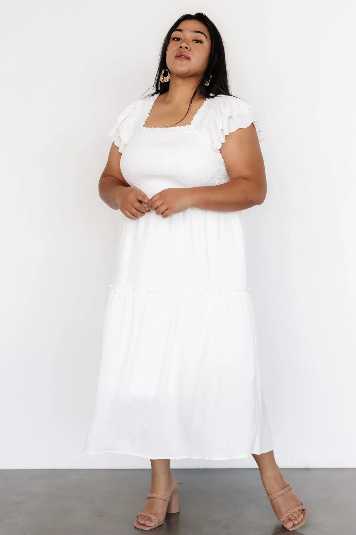 Jacie Smocked Midi Dress | White