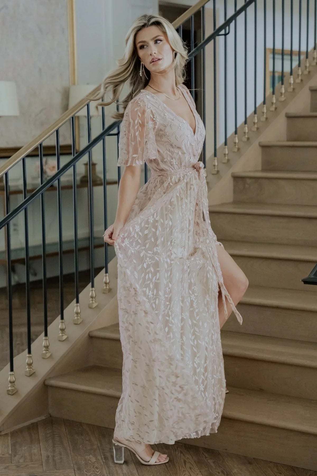 Marseille Embossed Maxi Dress | Champagne