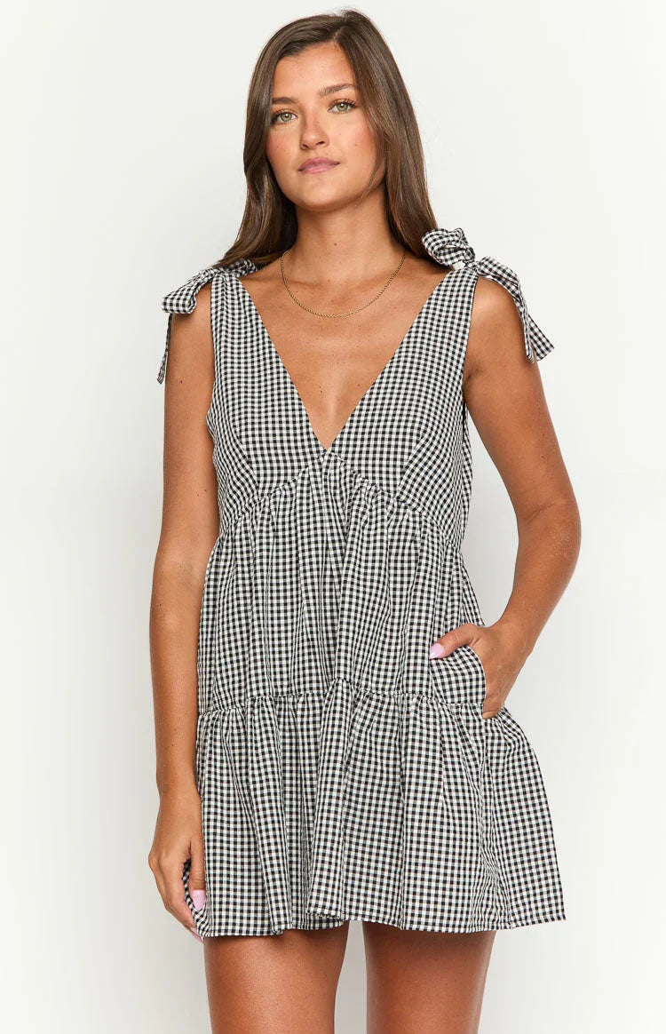 Angel Girl Black Gingham Mini Dress