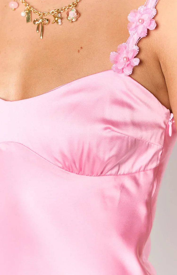 Marbelle Hot Pink Satin Mini Dress