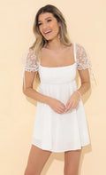 Baby Doll Dress in White Daisy
