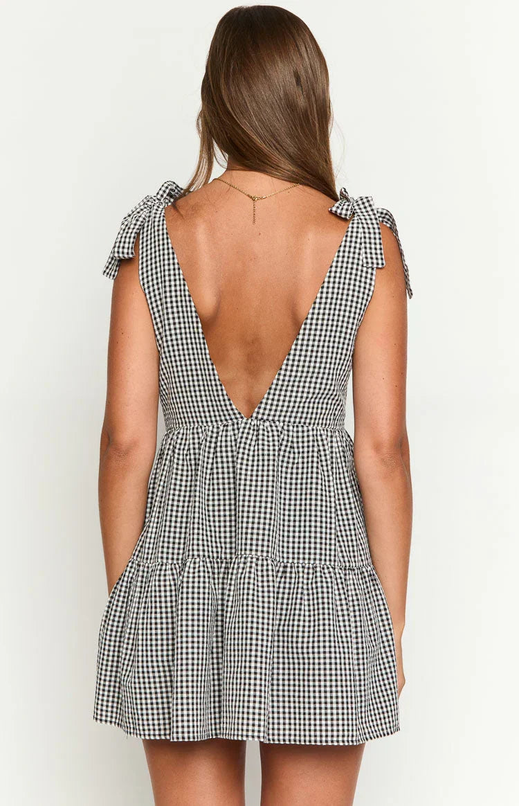 Angel Girl Black Gingham Mini Dress