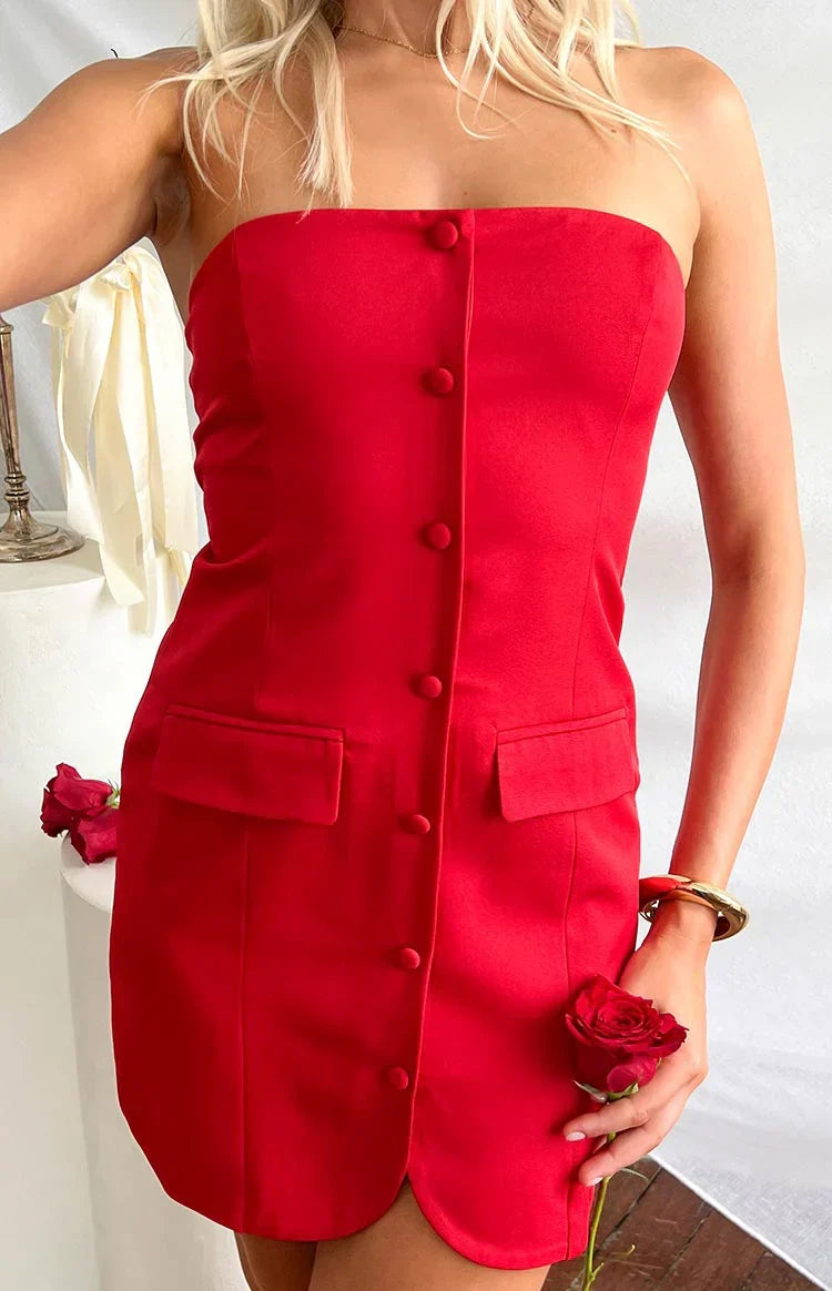 Dianna Red Strapless Mini Dress