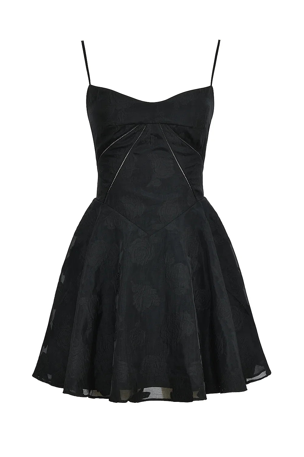 Black Floral Lace Back Mini Dress