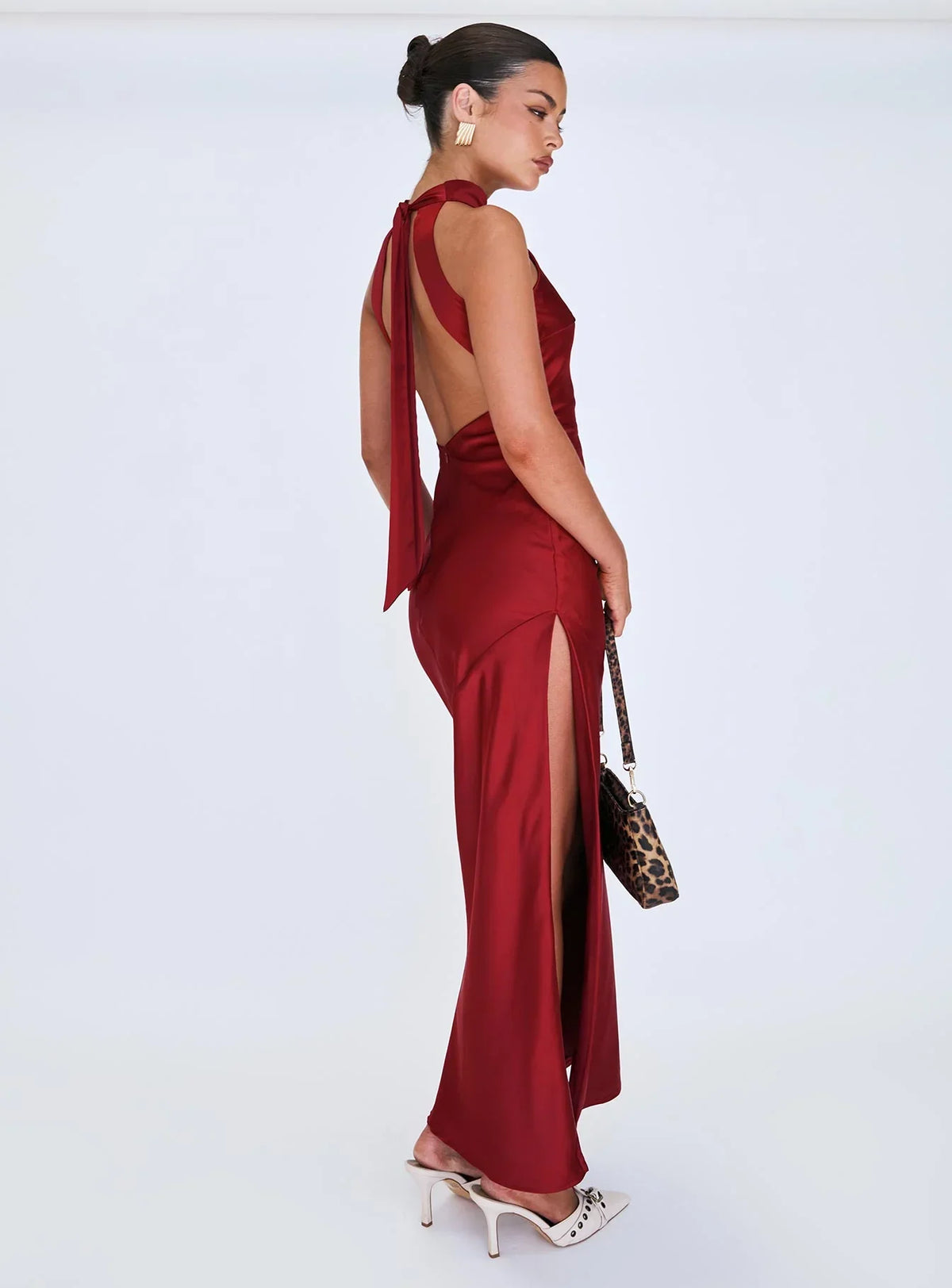 Mordecai Halter Maxi Dress Burgundy