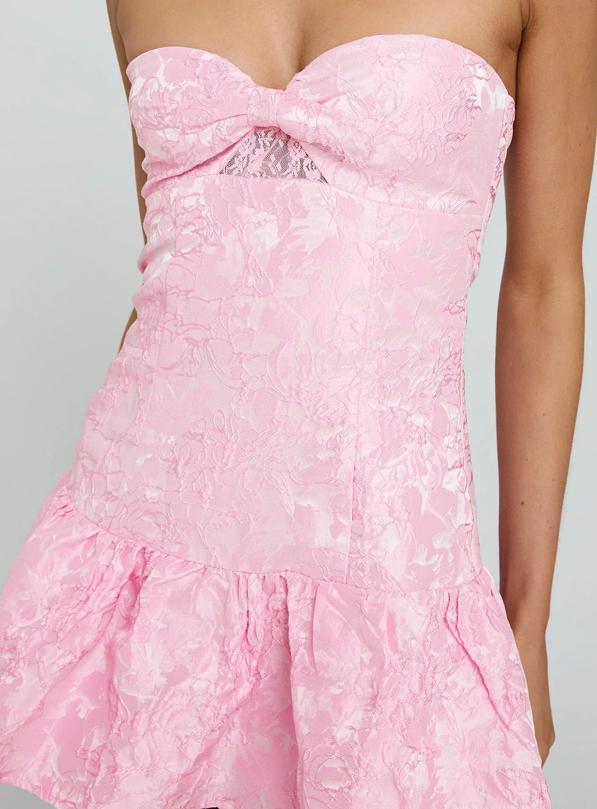 Aubriana Strapless Mini Dress Pink Jacquard